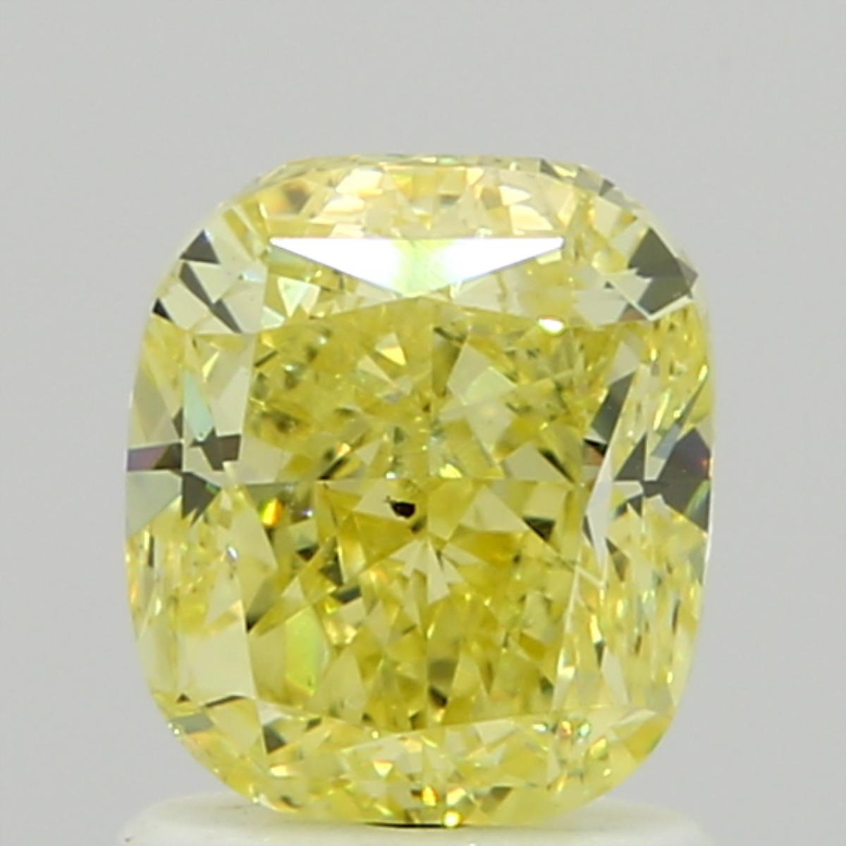 GIA 1.5 Fancy Intense Yellow-SI2 Cushion Diamond