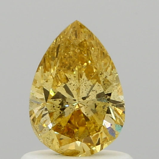 GIA 0.75 Fancy Intense Orange Yellow-I1 Pear Diamond