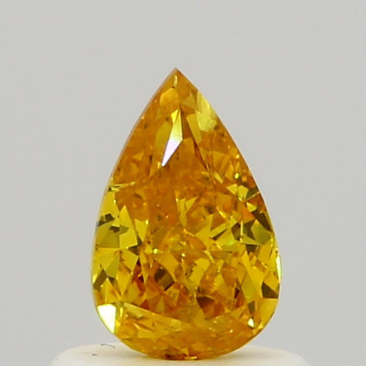 GIA 0.53 Fancy Vivid Yellow Orange-I1 Pear Diamond