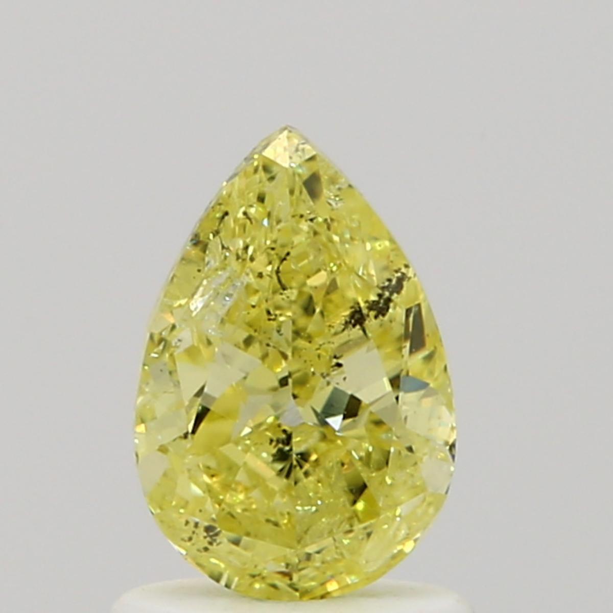 GIA 1 Fancy Yellow-I1 Pear Diamond