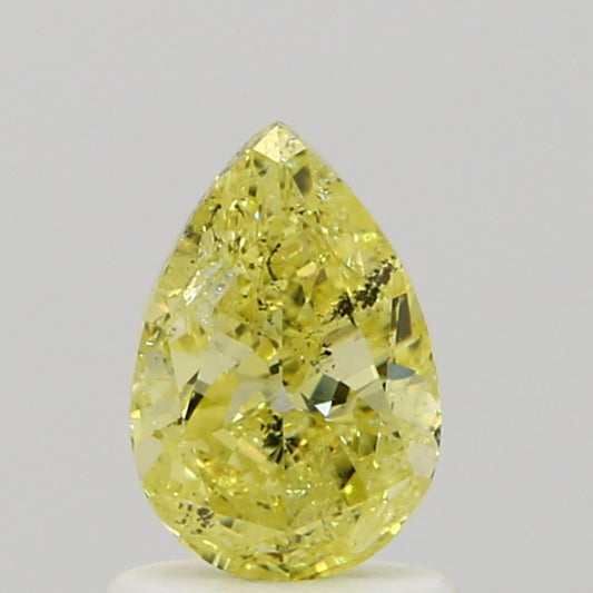 GIA 1 Fancy Yellow-I1 Pear Diamond