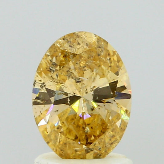 GIA 1.08 Fancy Intense Yellow Orange-I1 Oval Diamond