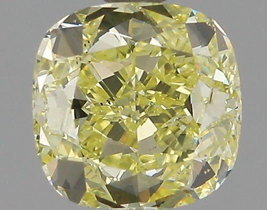 GIA 0.91 Fancy Yellow-SI1 Cushion Diamond
