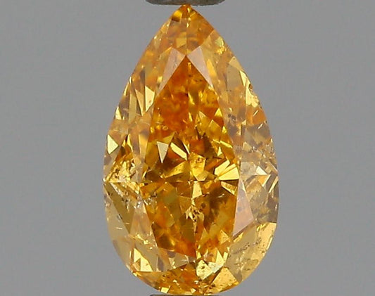 GIA 0.5 Fancy Vivid Orange Yellow-I1 Pear Diamond
