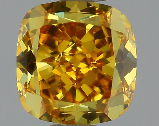 GIA 0.46 Fancy Intense Orange Yellow-VS1 Cushion Diamond