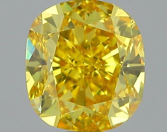 GIA 0.9 Fancy Vivid Orangy Yellow-SI2 Cushion Diamond