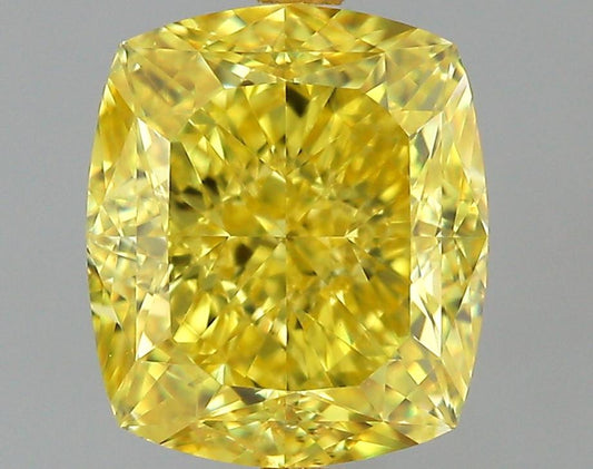 GIA 1.53 Fancy Vivid Yellow-VS1 Cushion Diamond