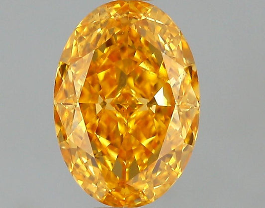 GIA 0.53 Fancy Vivid Yellow Orange-SI1 Oval Diamond