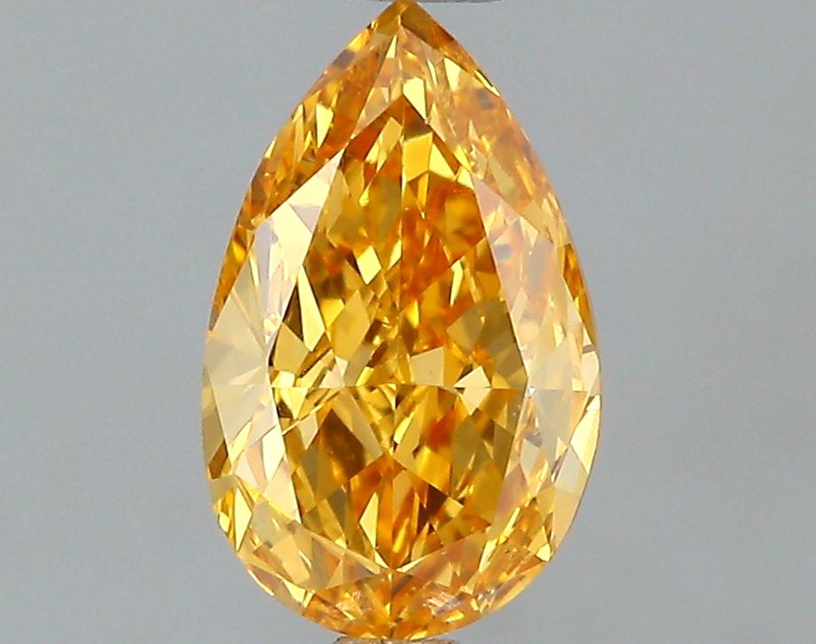 GIA 0.51 Fancy Vivid Yellow Orange-VS2 Pear Diamond