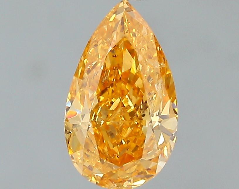 GIA 0.44 Fancy Vivid Yellow Orange-I1 Pear Diamond