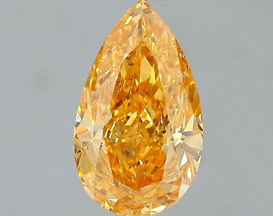 GIA 0.44 Fancy Vivid Yellow Orange-I1 Pear Diamond