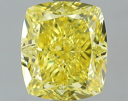 GIA 1.43 Fancy Vivid Yellow-VS1 Cushion Diamond