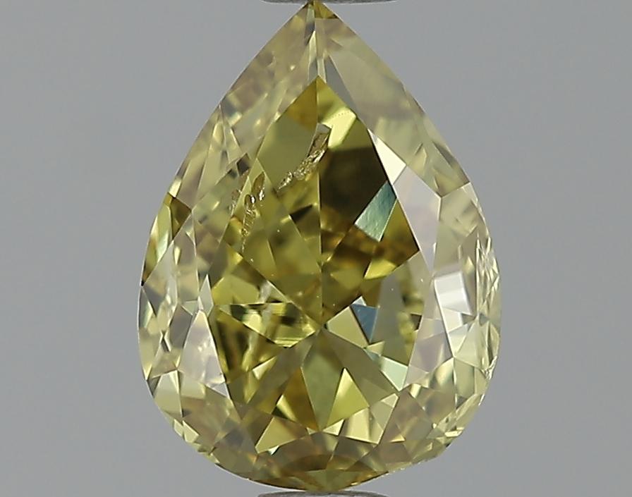 GIA 1.01 Fancy Deep Greenish Yellow-SI2 Pear Diamond