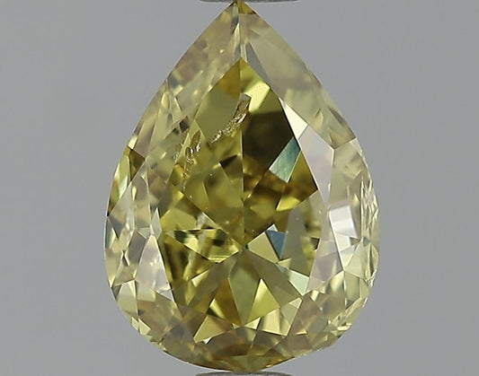 GIA 1.01 Fancy Deep Greenish Yellow-SI2 Pear Diamond