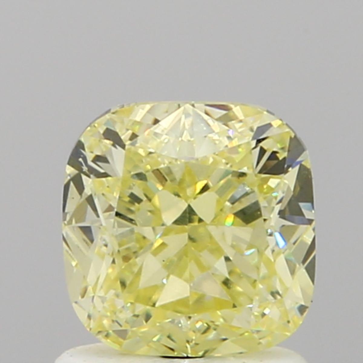 GIA 1.26 Fancy Light Yellow-VS2 Cushion Diamond